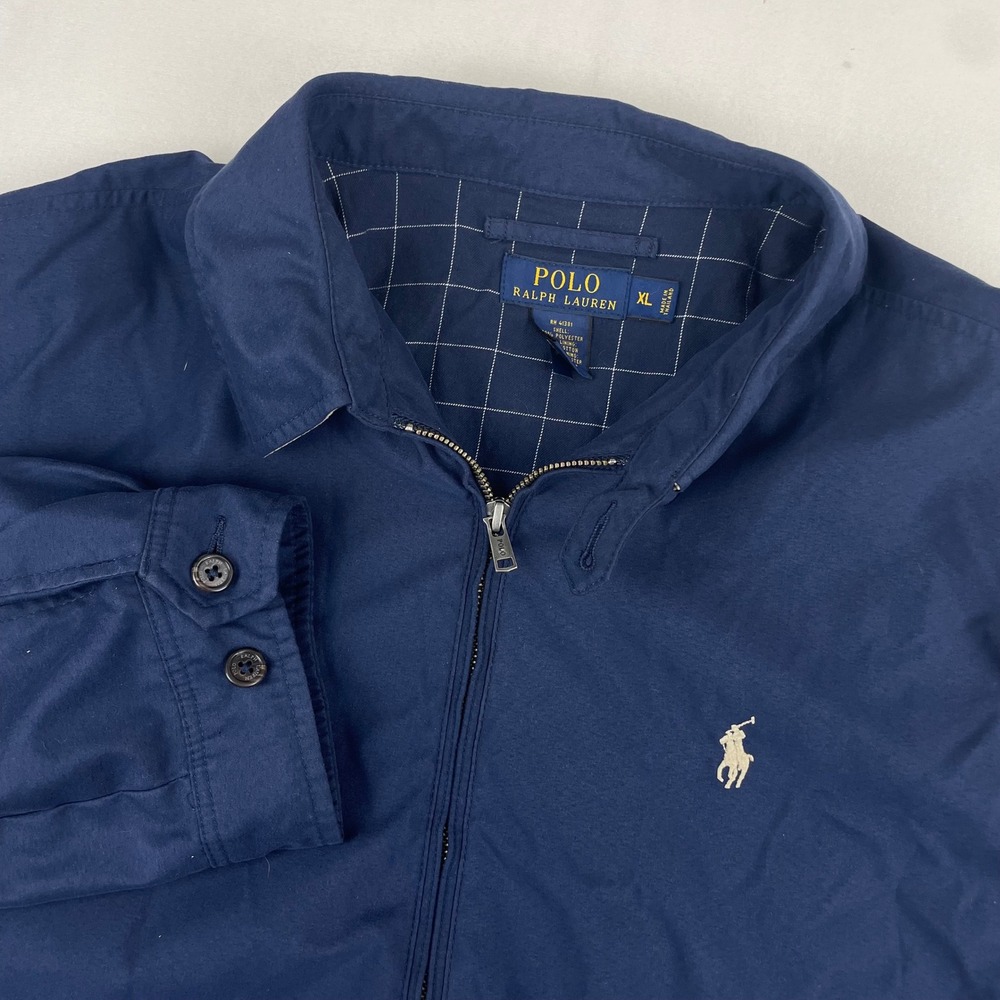 Polo Ralph Lauren Mens XL Navy Blue Bi-Swing Windbreaker Jacket Pony Logo
